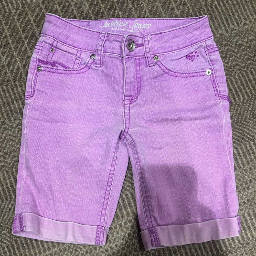 Justice Girls purple Jean Shorts, size 10S